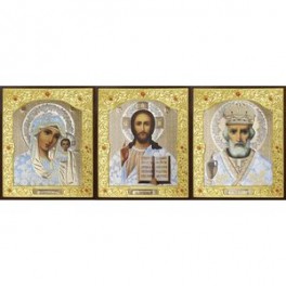 Икона Тройник (белые одежды). 31x13