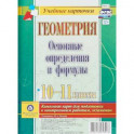 Геометрия. Основные определения и формулы. 10-11 классы. Комплект из 4 карт для подготовки к контрольным работам, экзаменам