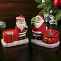 Сувенир керамика подсвечник со свечой "Дед Мороз с мешком" МИКС 10x6,5x10 см