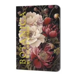 Блокнот BOTANICA by William Morris. Пионы на тёмном фоне
